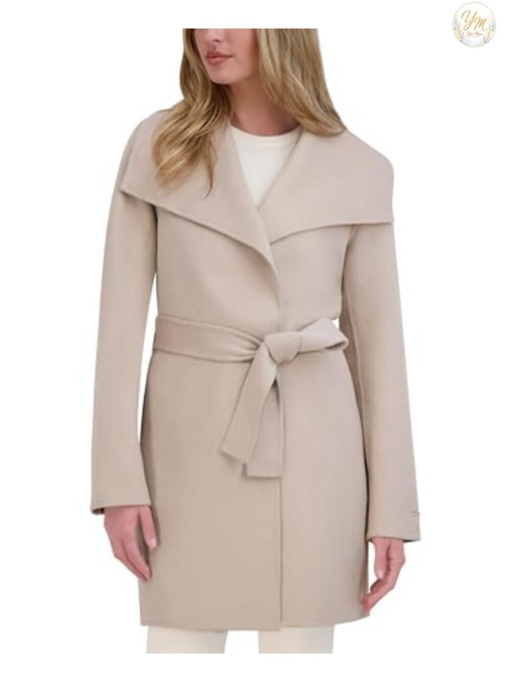 Wool Blend Wrap Peacoat Belted Notched Lapel Winter Coat